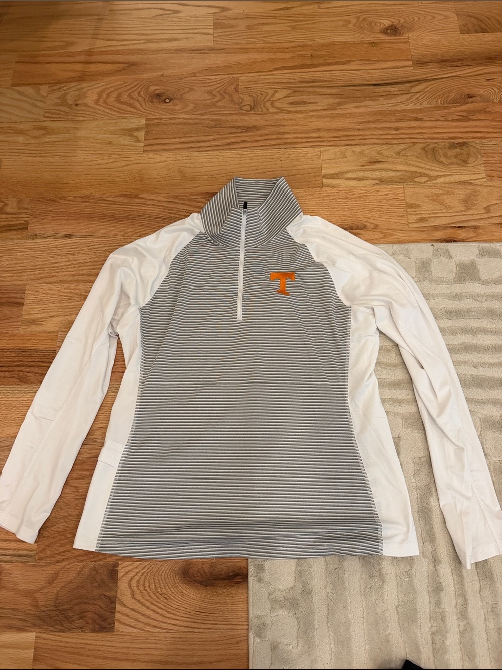 Cutter & Buck Taupe and White Striped Polo
